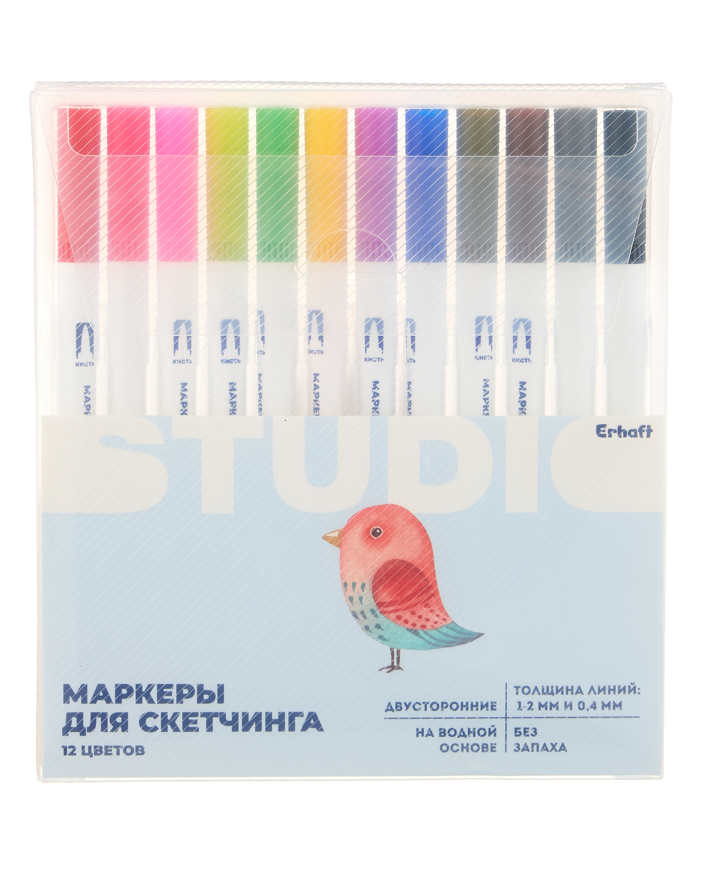 Скетчмаркеры Erhaft двусторонние 12 шт. - фото 1