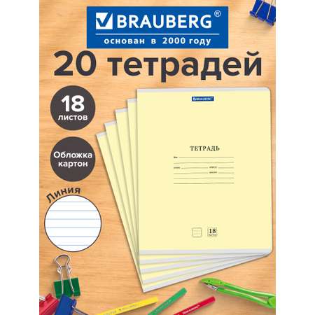 Общая тетрадь Brauberg линейка 18 лист. 20 шт.