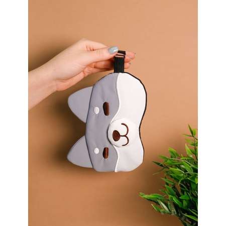Маска для сна iLikeGift Head dog gray с гелевым вкладышем