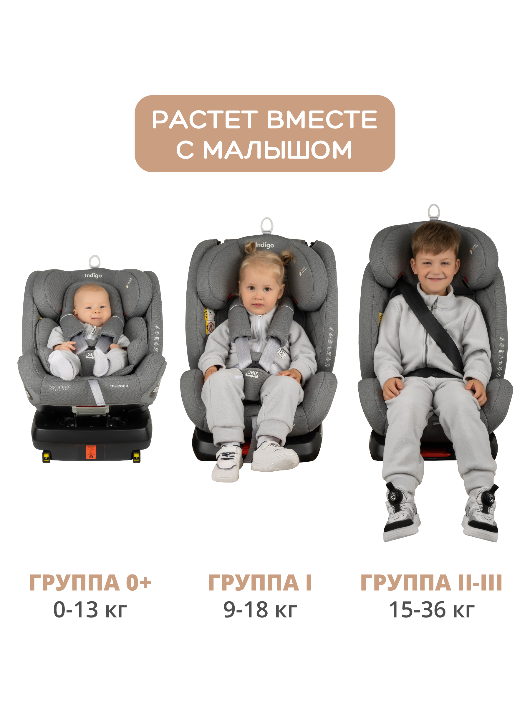Автокресло Indigo Tourneo Isofix 0+/1/2/3 (0-36 кг) бежевый - фото 10