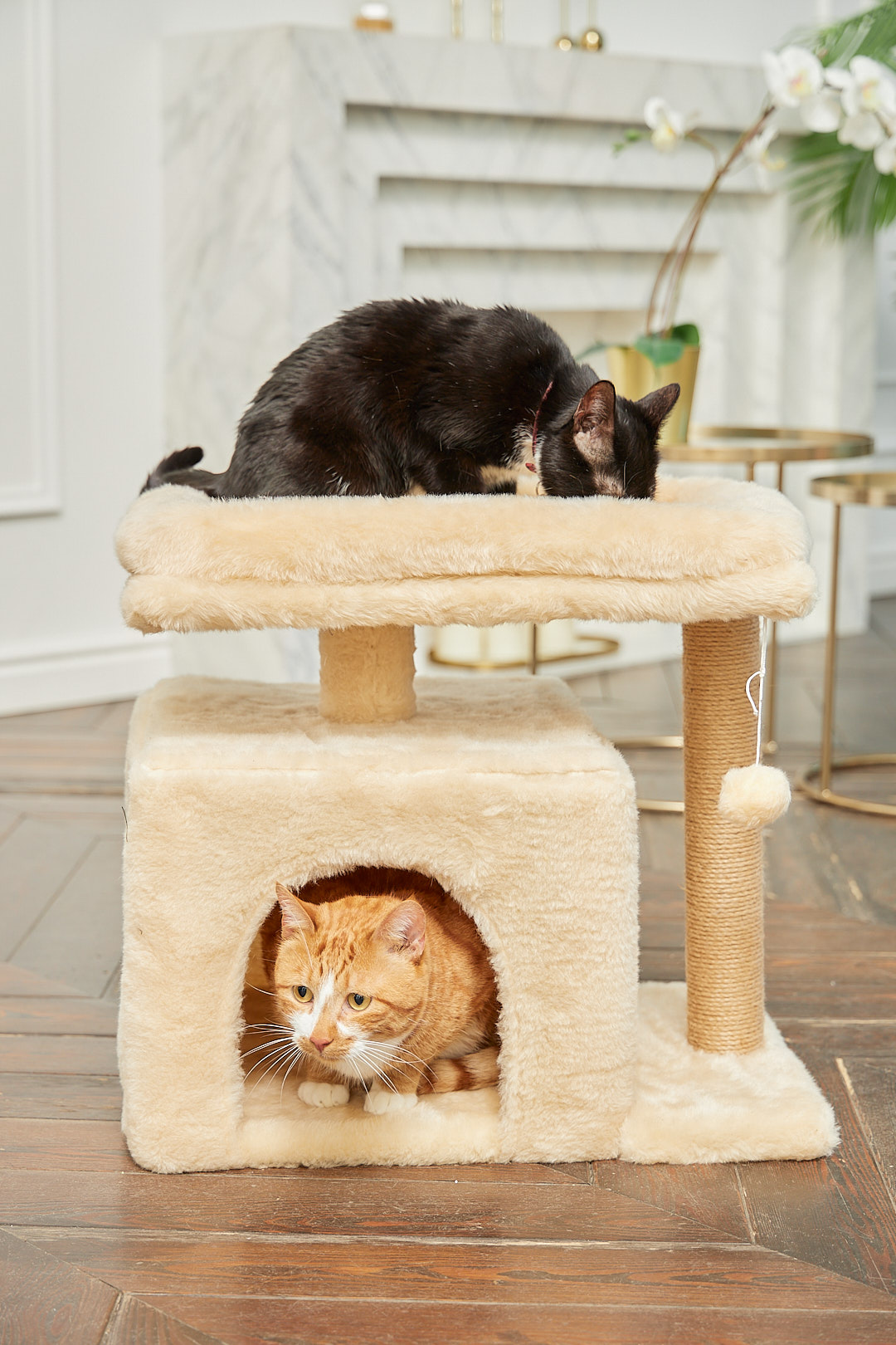 Домик для кошки с когтеточкой Pet БМФ Бежевый - фото 1