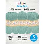Пряжа для вязания Alize baby best бамбук акрил с эффектом антипиллинг 100 г 240 м 463 мята 5 мотков