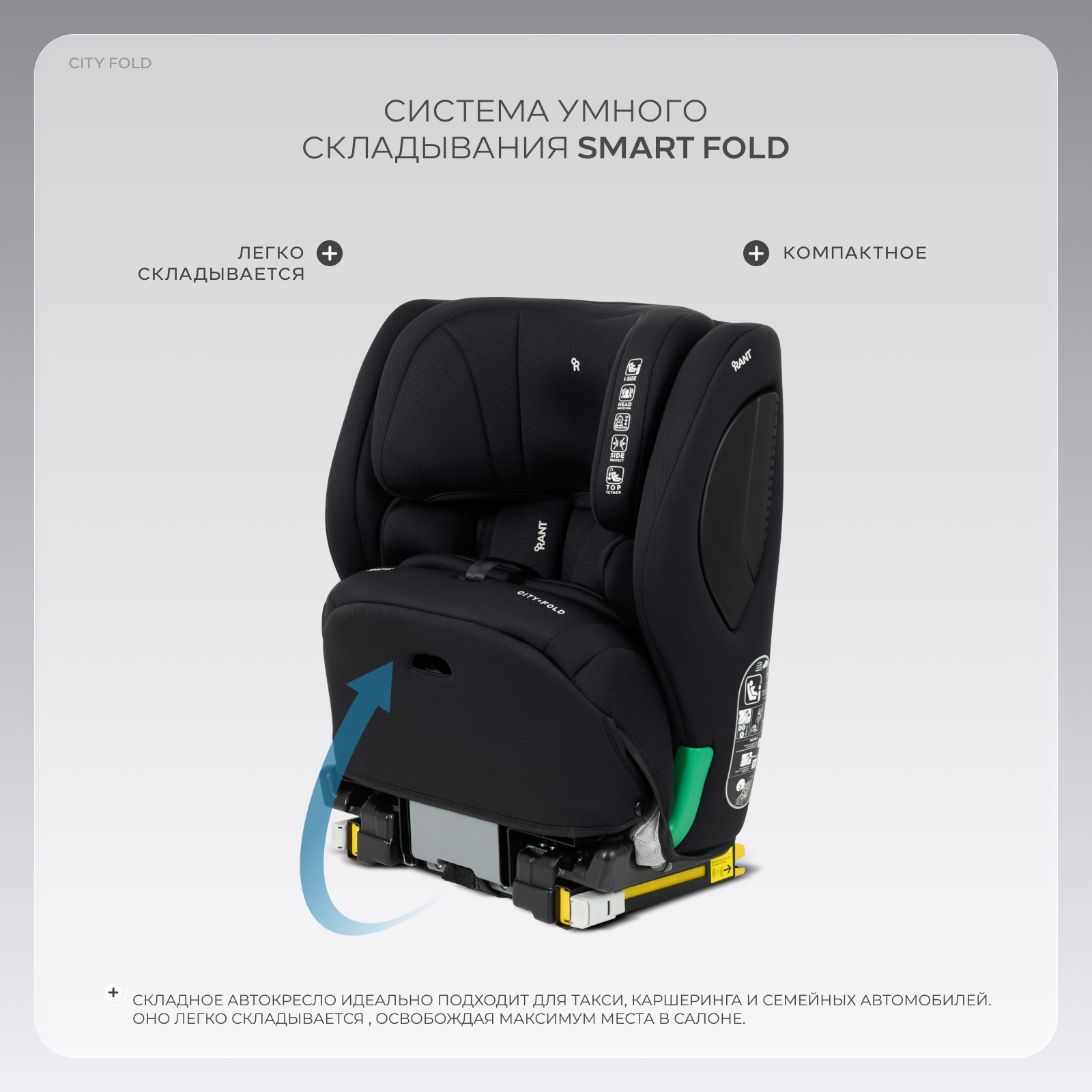 Автокресло Rant City+Fold Isofix 1/2/3 (9-36 кг) черный - фото 2