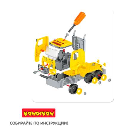 Конструктор Bondibon с отверткой свет звук Автокран сборная игровая модель