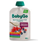 Пюре BabyGo с творогом черникой и смородиной с 6 мес 90 г