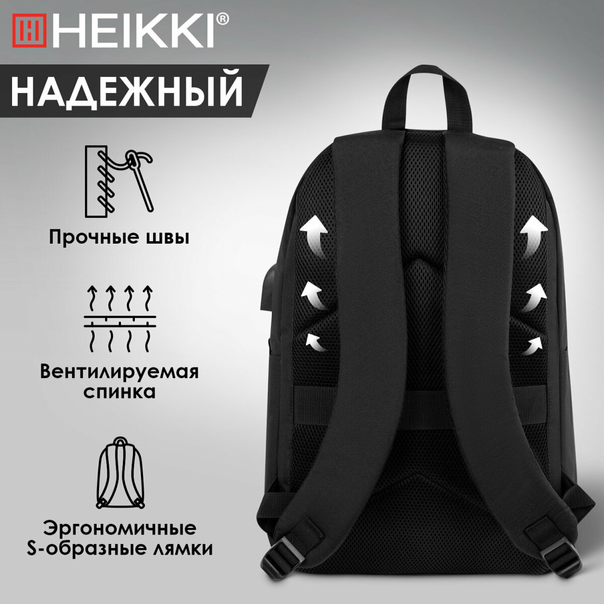 Рюкзак Heikki школьный городской для подростков для ноутбука - фото 3