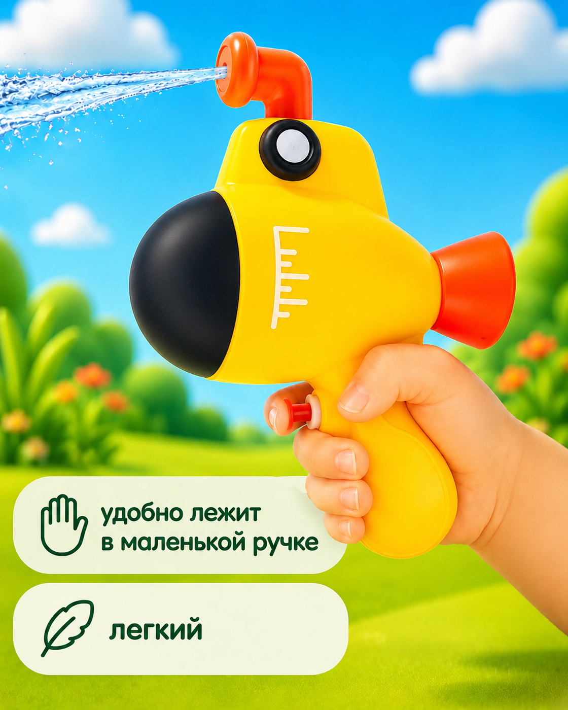 Пистолет водный 1TOY для малышей желтый - фото 2