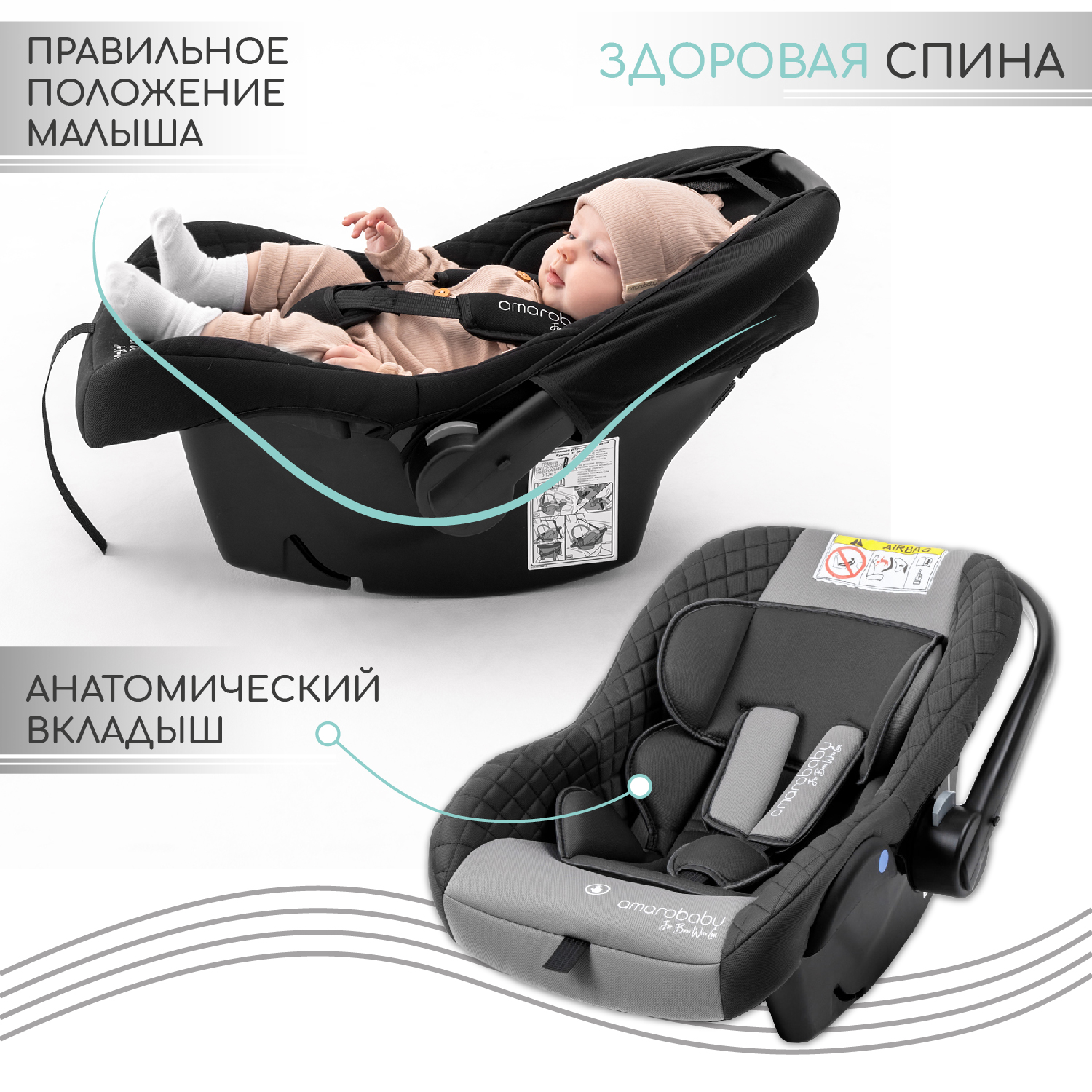 Автокресло Amarobaby Baby comfort 0 (0 -13 кг) - фото 3