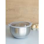 Миска DeNASTIA с прозрачной крышкой 3 л нерж.сталь серый A000338