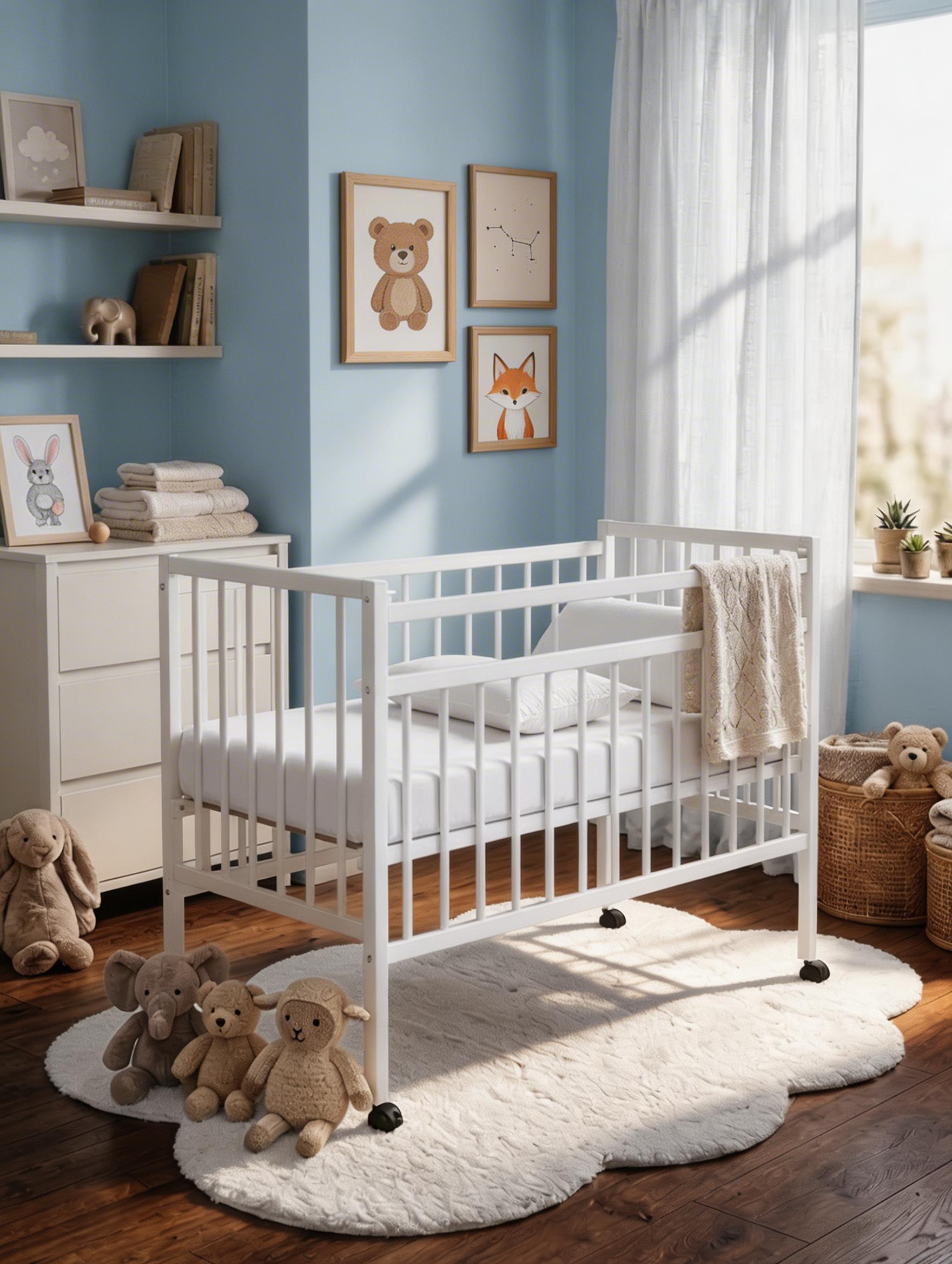 Детская кроватка Wloo на колесиках с механизмом опускания, без маятника (белый) - фото 5