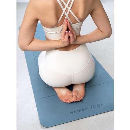 Коврик для йоги и фитнеса Hamsa Yoga TPE 183х61х0.6 см синий