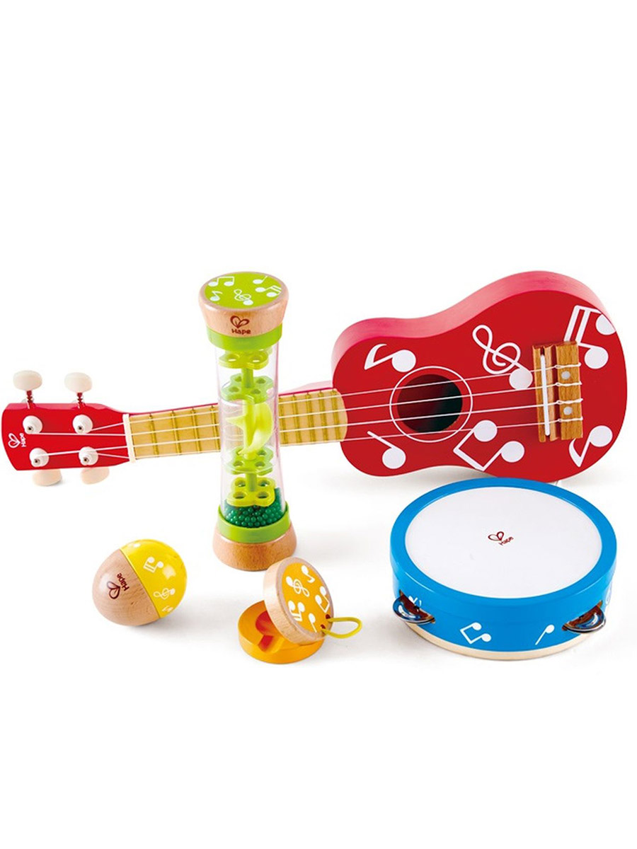 Игрушка музыкальная Hape Мини-группа гитара, бубен - фото 5