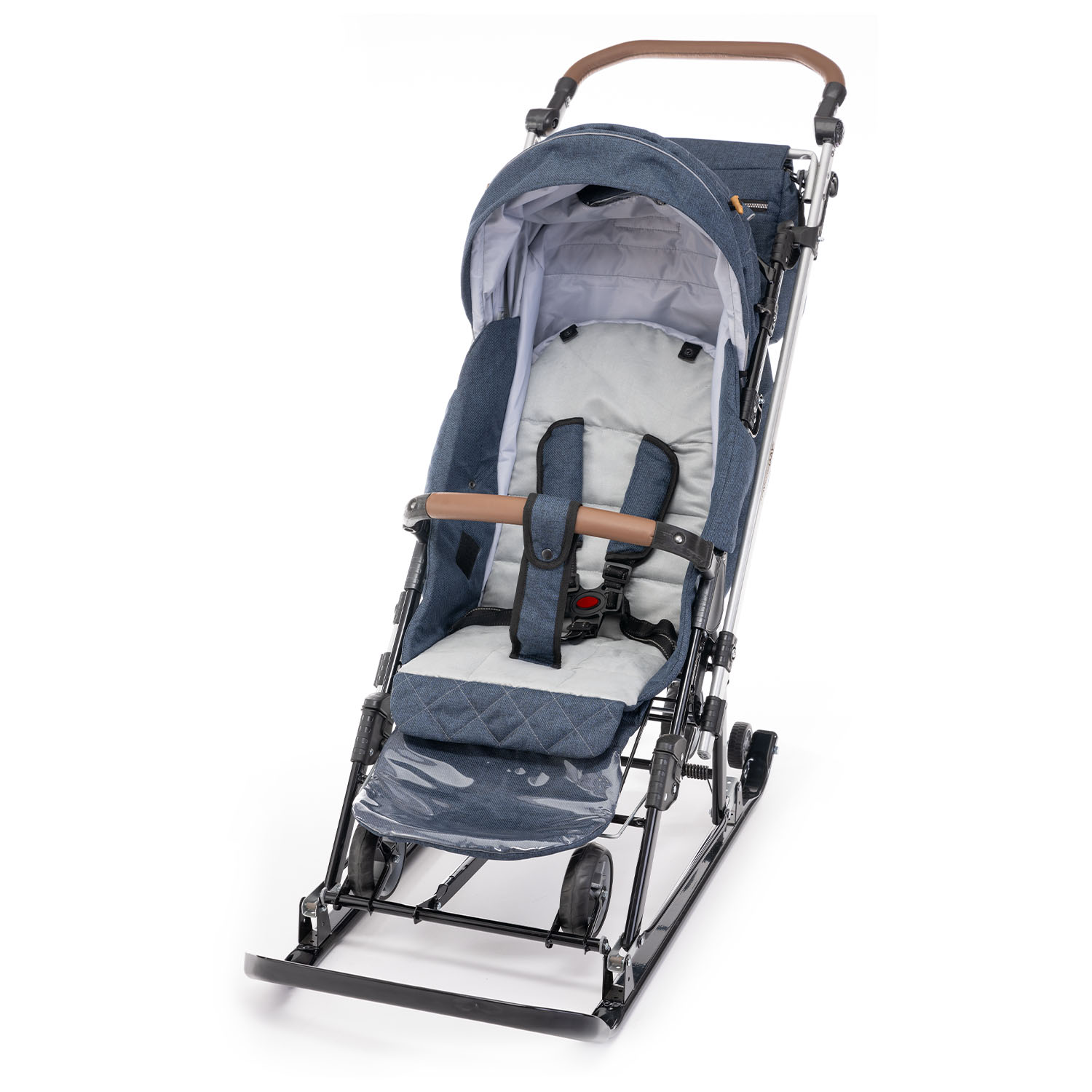 Санки-коляска NiKA kids синий с котятами - фото 3