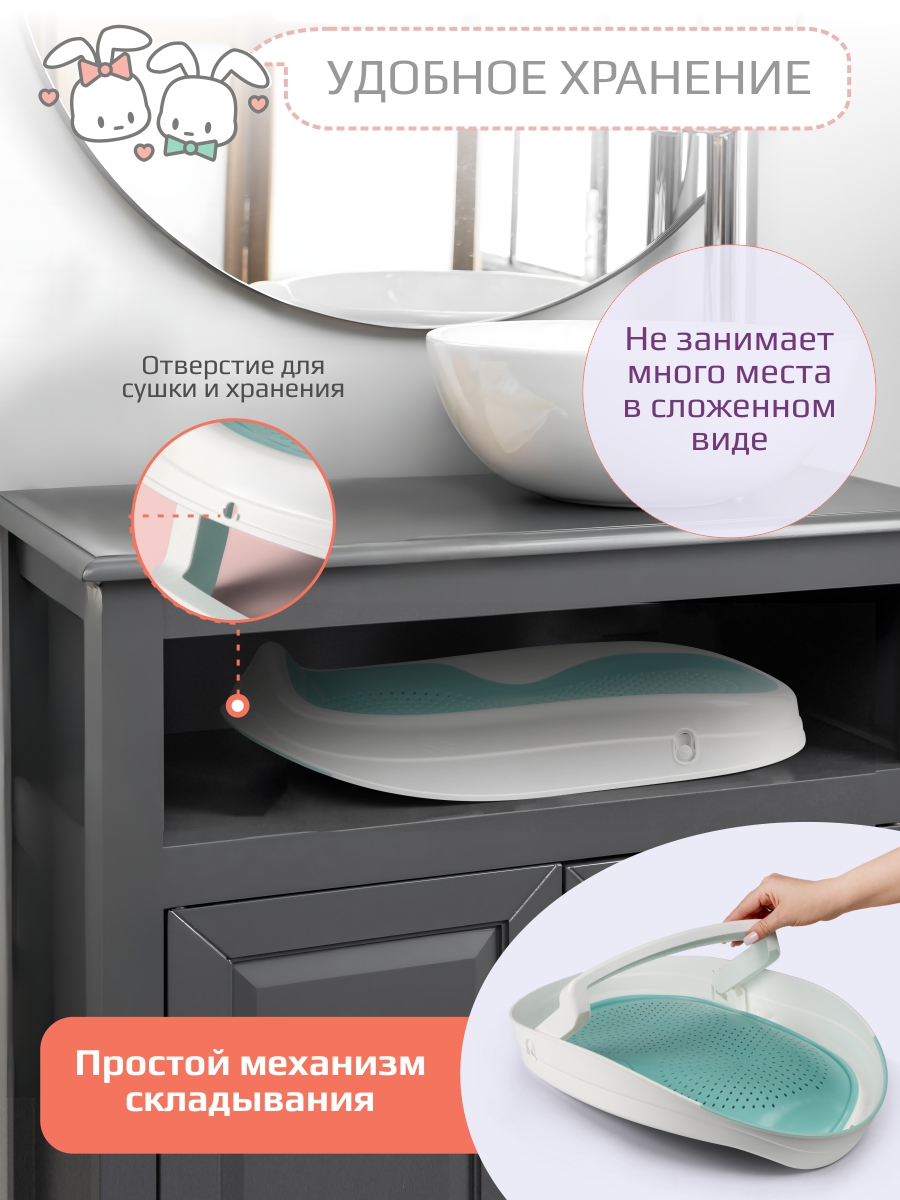 Горка для купания KidWick Складной шезлонг бирюзовый - фото 8