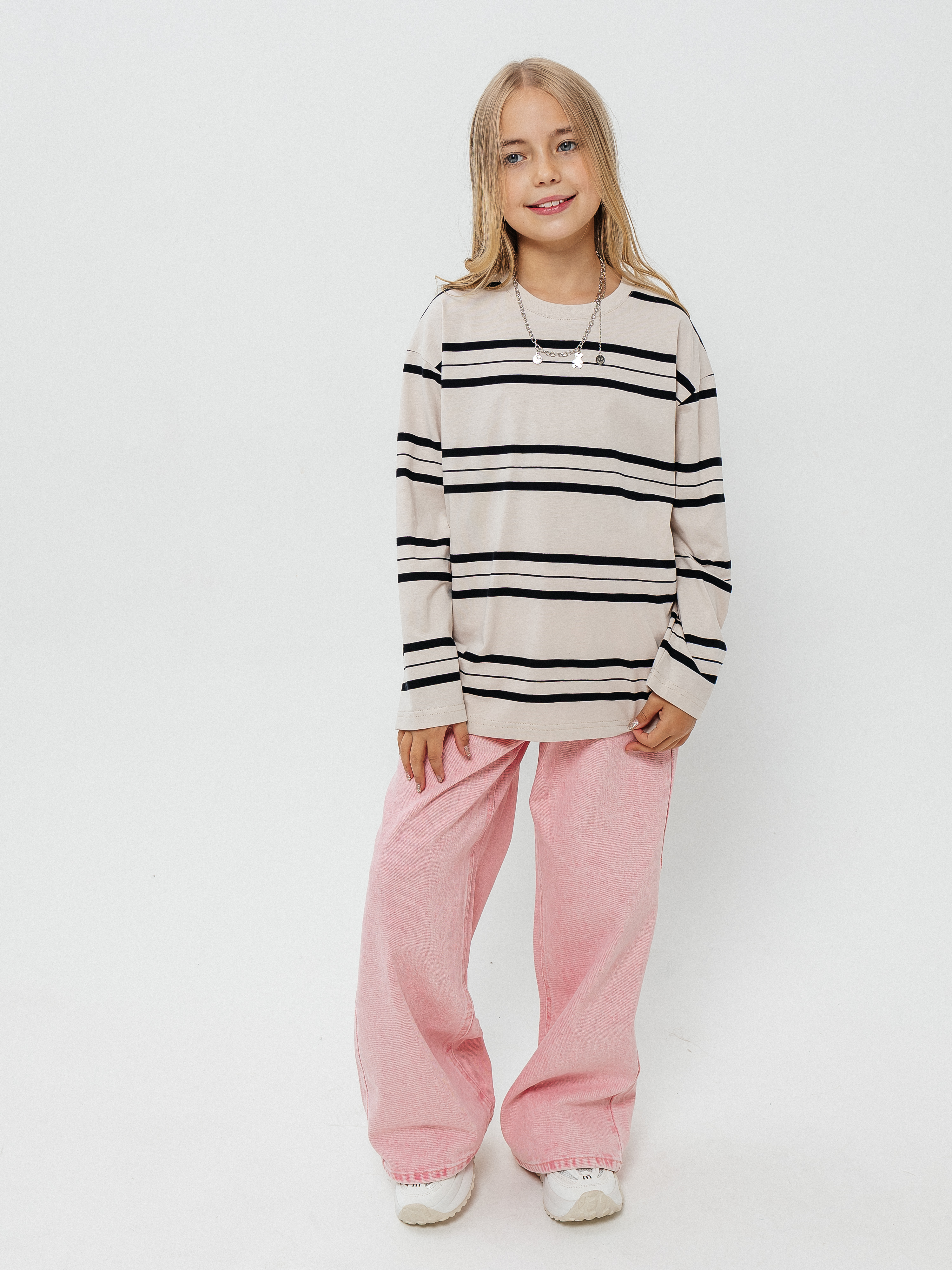 Лонгслив Селтекс Ю_ДК62 бежевый/черный полоса - фото 3