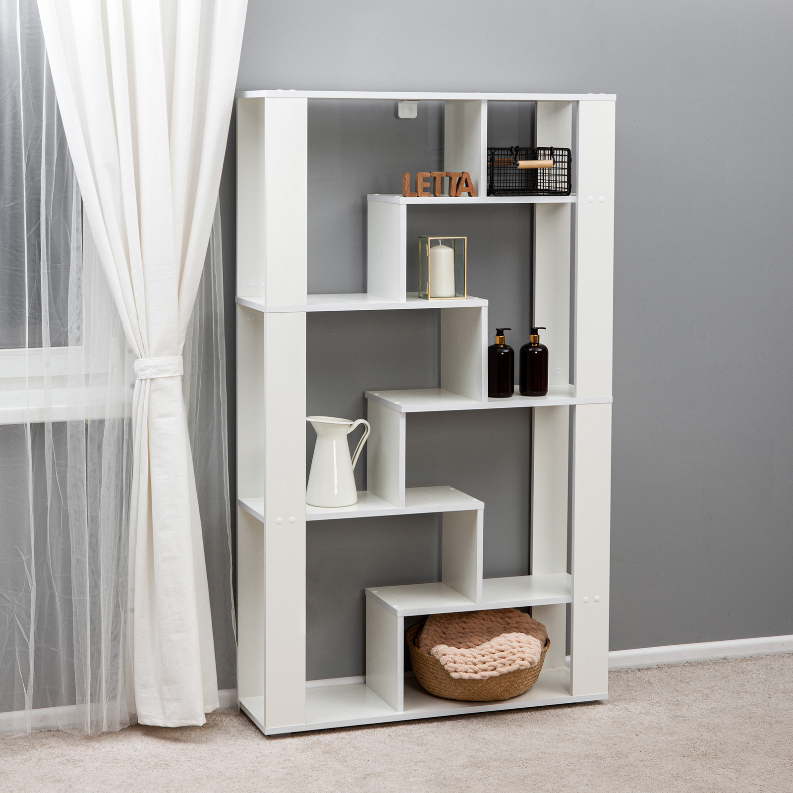 Стеллаж этажерка LETTA Lite Plus Белое тиснен 916х1572х280 - фото 5
