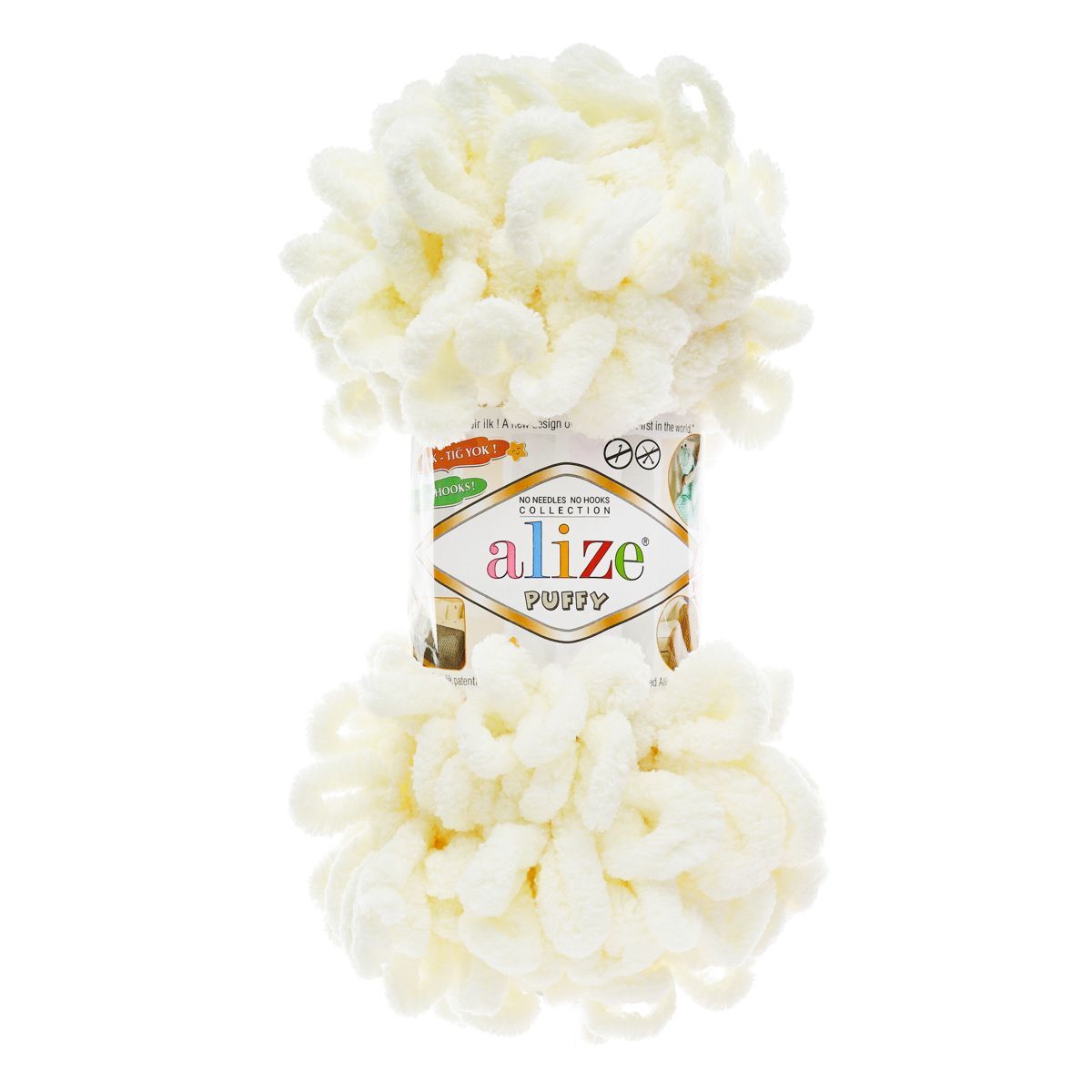 Пряжа для вязания Alize puffy 100 г 9 м микрополиэстер фантазийная плюшевая 62 молочный 5 мотков - фото 5