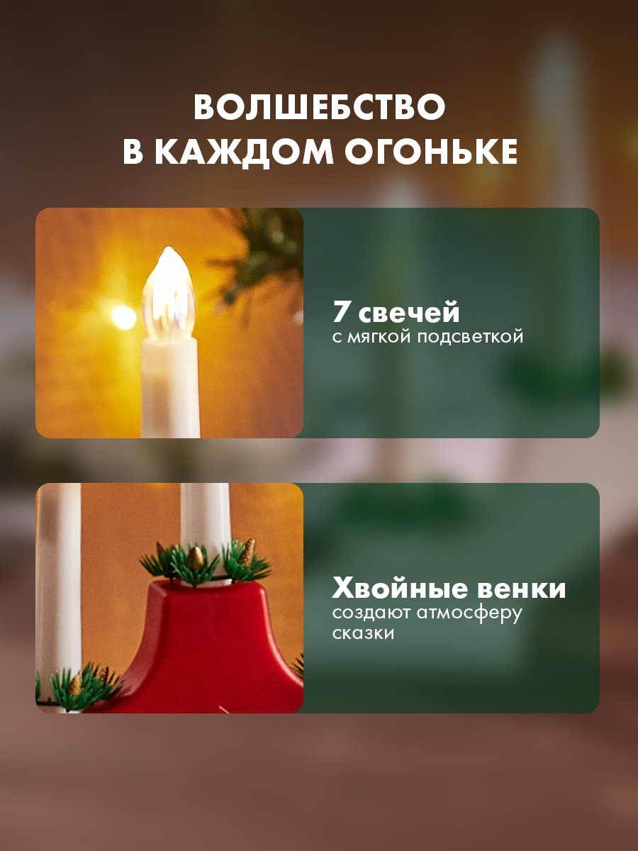 Ночник декоративный NEON-NIGHT Новогодняя горка в красном корпусе тепло-белое свечение - фото 2