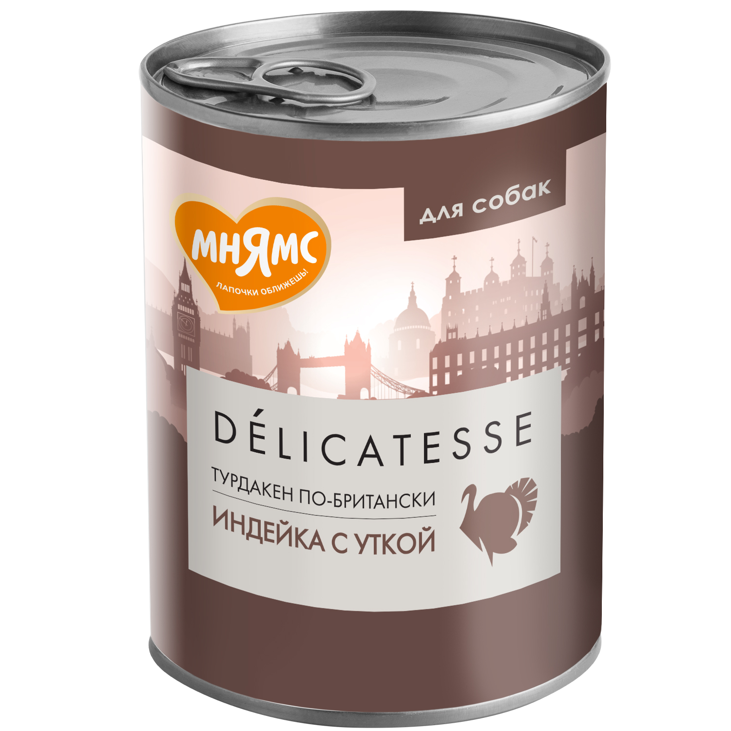 Корм для собак Мнямс 400г Турдакен по-британски для всех пород паштет из индейки с уткой консервированный - фото 1