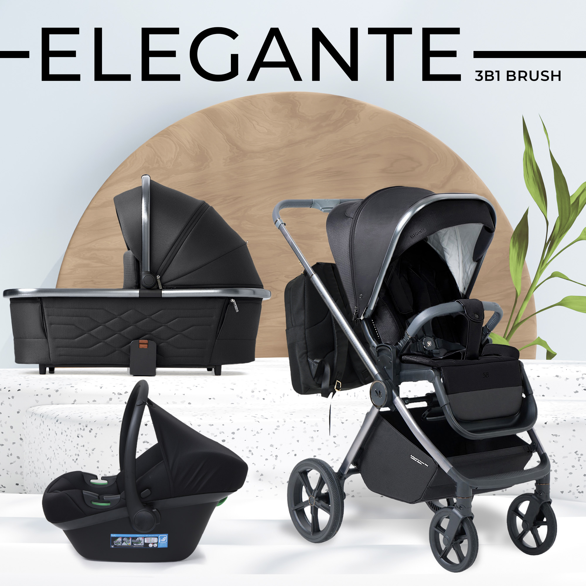Коляска 3в1 Sweet Baby Elegante Black - фото 1