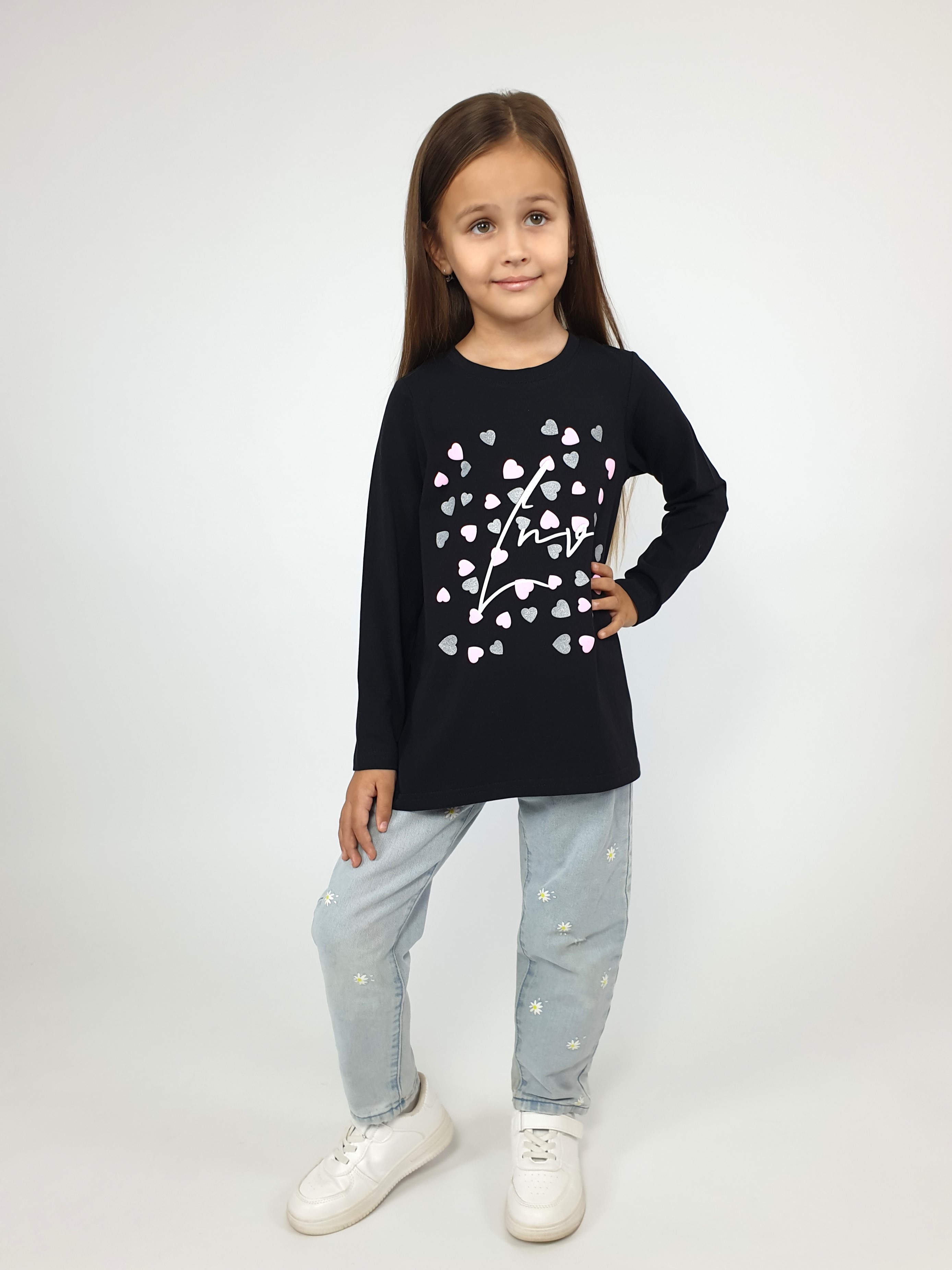 Изображение товара Лонгслив Luneva 116 для девочек из хлопка с лайкрой с ярким дизайном