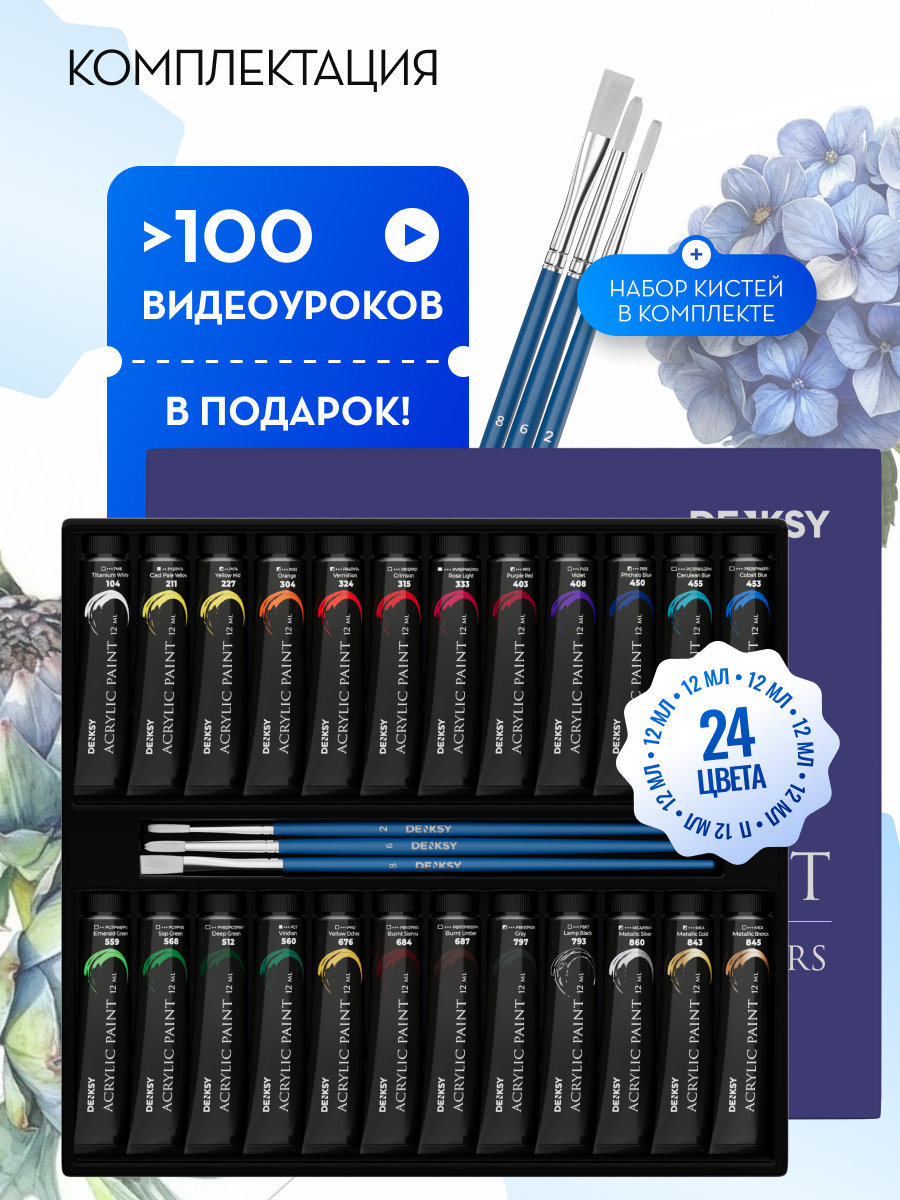 Краски акриловые DENKSY 24 цв. - фото 4