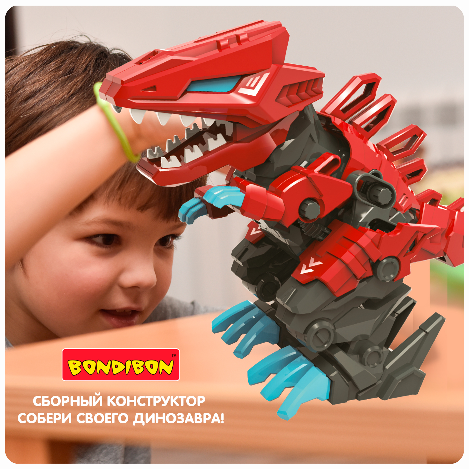 Конструктор Bondibon со звуком Динозавр ходящий 50 дет. - фото 8
