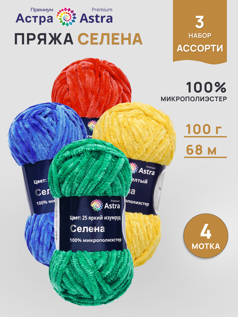 Пряжа для вязания Astra Premium Селена 100г 68м 4шт - фото 1