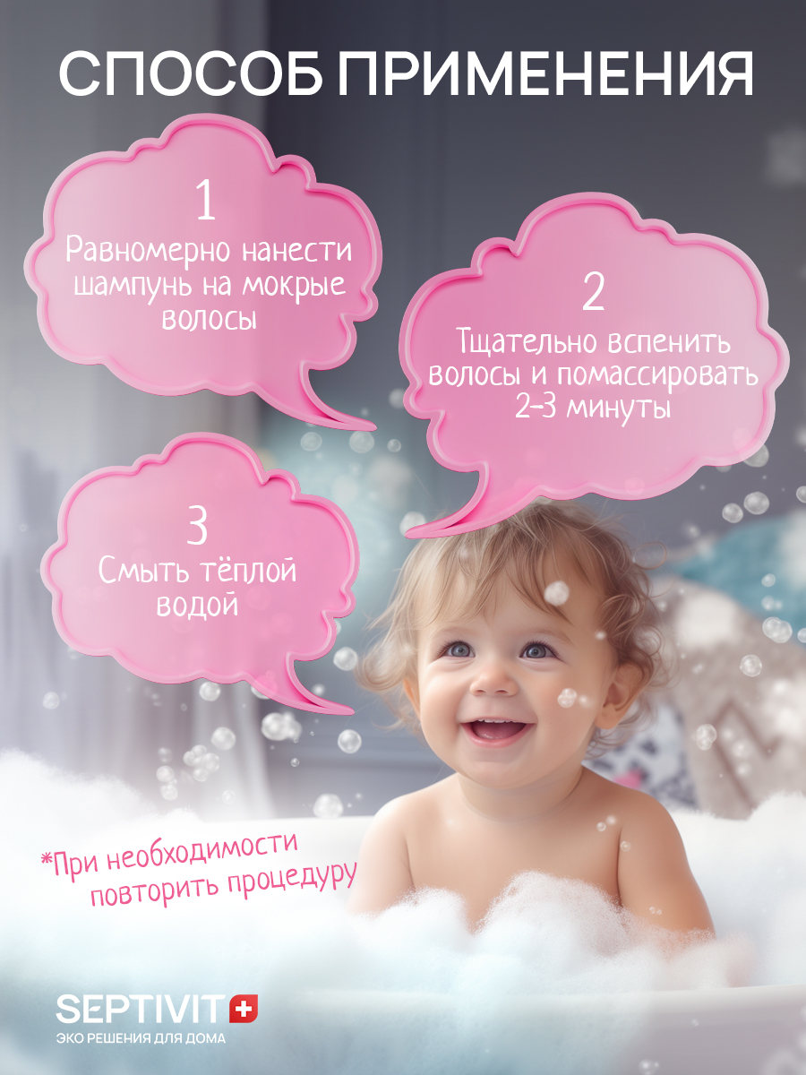 Шампунь SEPTIVIT Детский без слез для девочек 1000 мл 1 шт. - фото 8