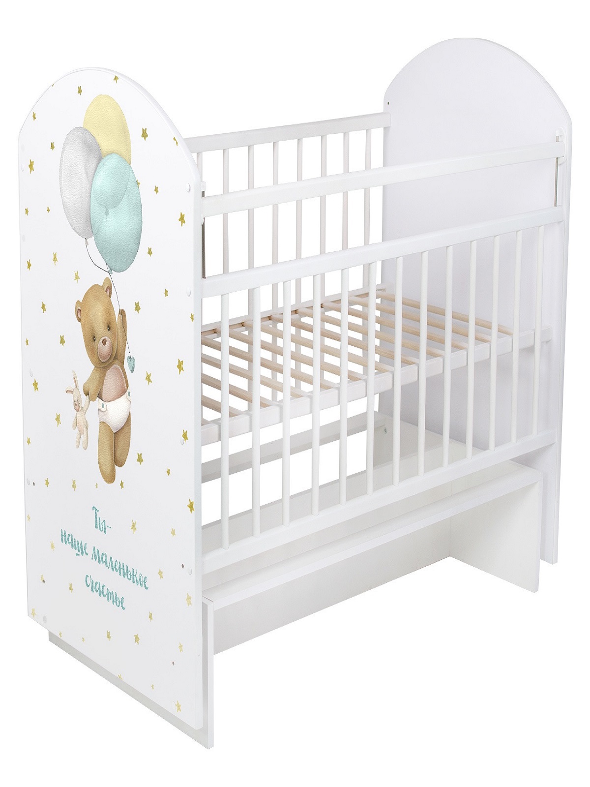Детская кроватка Ingo My Sleepy MS-03 белый Мишка, поперечный маятник - фото 1