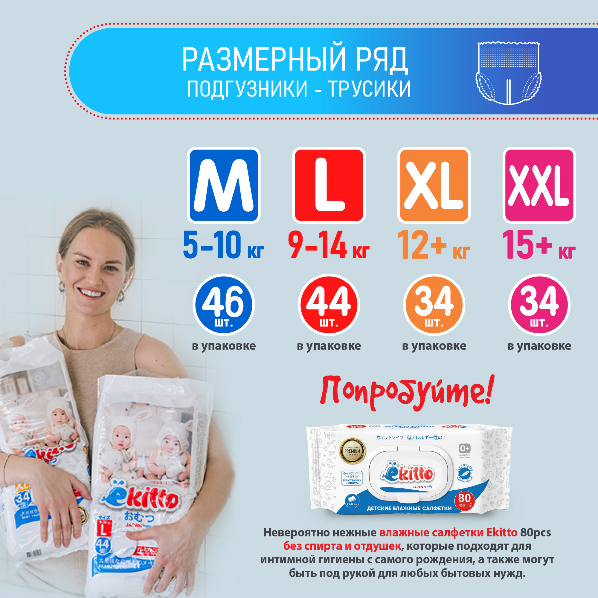 Трусики Ekitto Premium ночные XL 102 шт. - фото 8