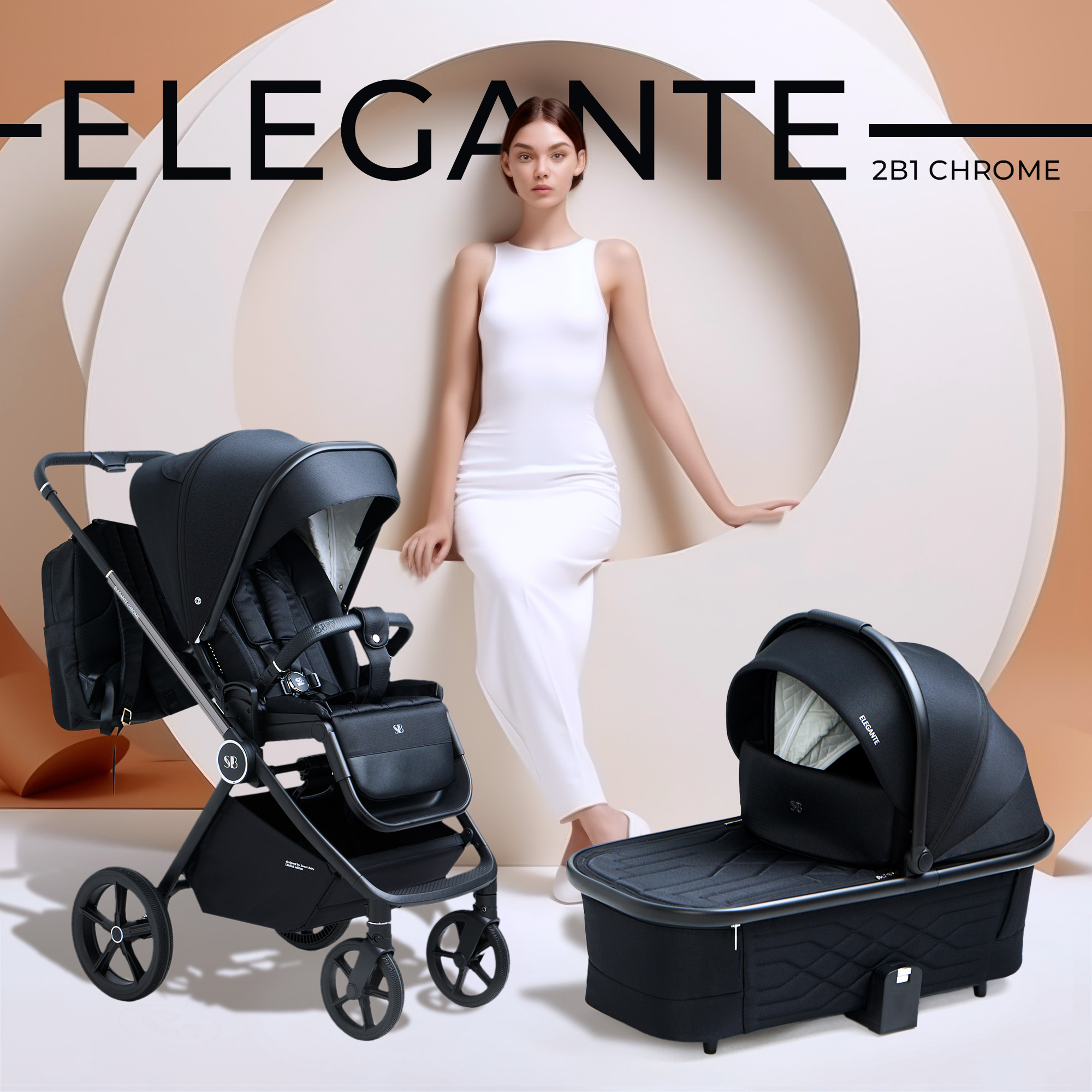 Коляска 2в1 Sweet Baby Elegante Chrome Black черный - фото 1