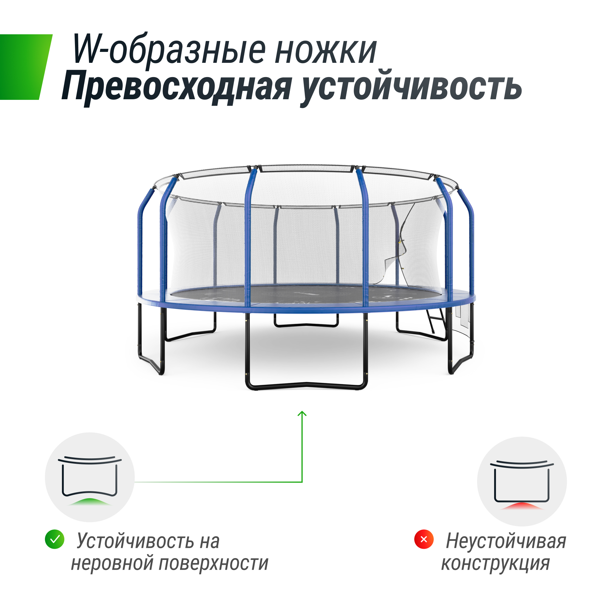 Батут каркасный Supreme Game UNIX line 16 ft Blue общий диаметр 488 см до 170 кг диаметр прыжковой зоны 430 см - фото 5