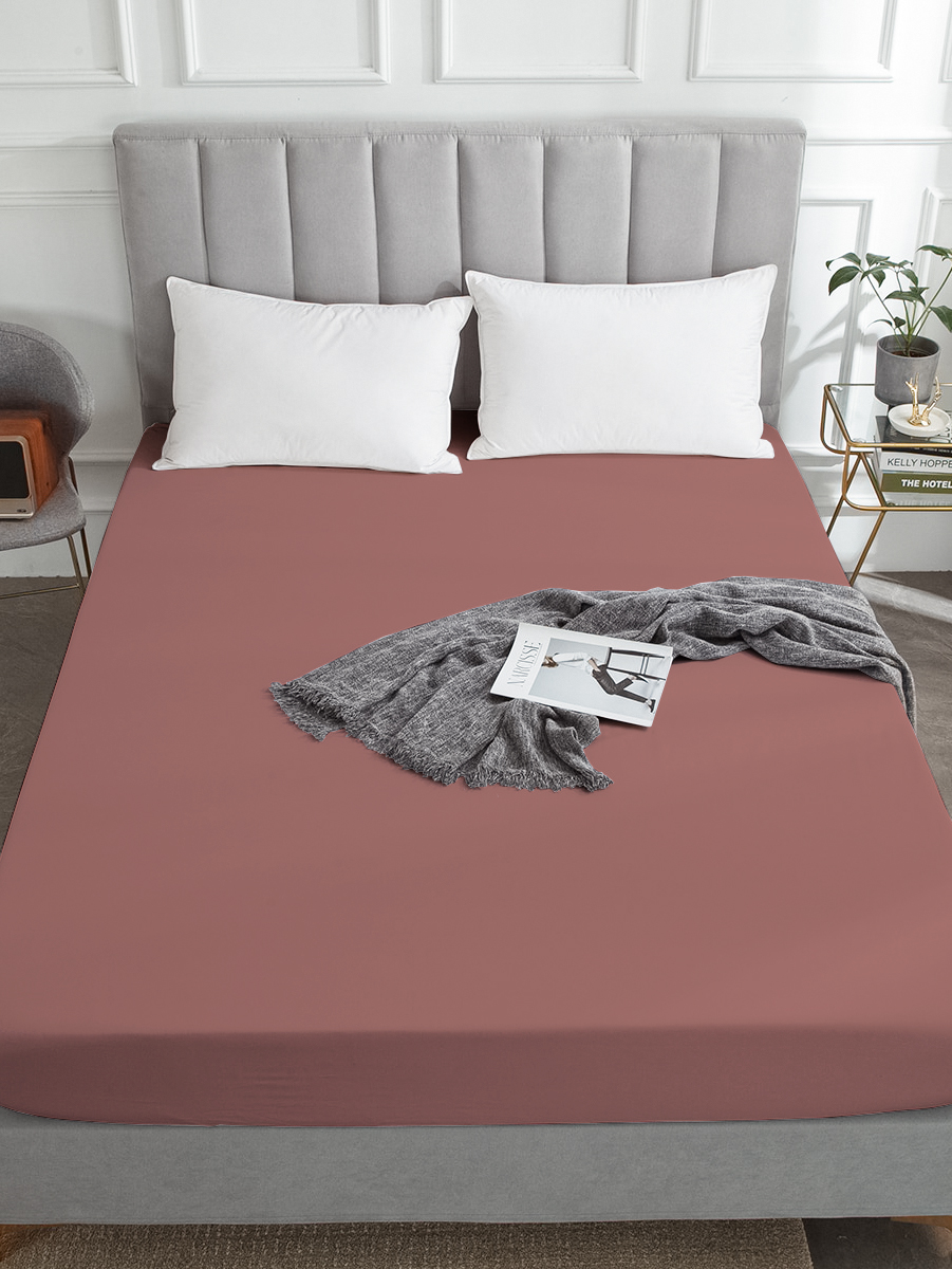 Простыня BRAVO поплин терракот 160 x 200 см на резинке 1 шт. - фото 1