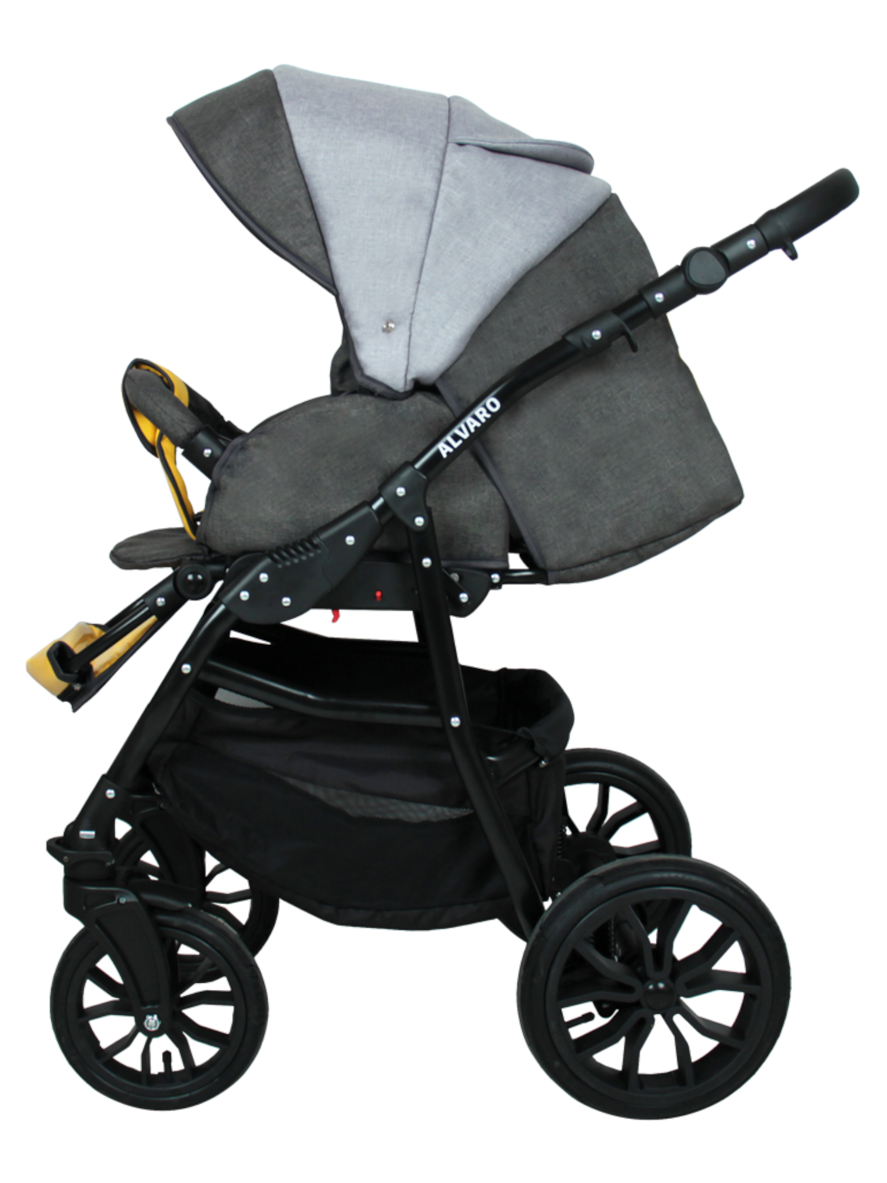 Коляска 2в1 alis Alvaro 02 серый-желтый - фото 6