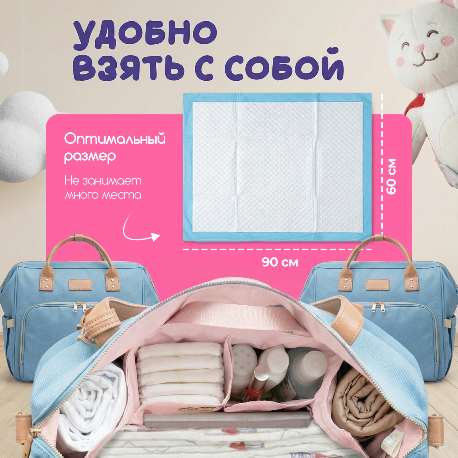 Пелёнки одноразовые YokoSun 60х90 см 10 шт. - фото 6