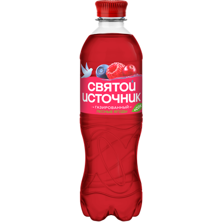 Напиток безалкогольный Святой Источник Вода + Сок со вкусом лесных ягод газированный 0.50л ПЭТ