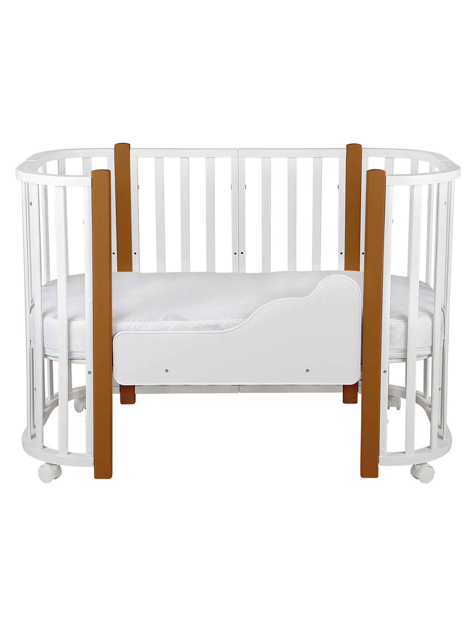 Детская кроватка Ingo Baby Lux BL-01 3 в 1 с бортиком белый натуральный, поперечный маятник - фото 2