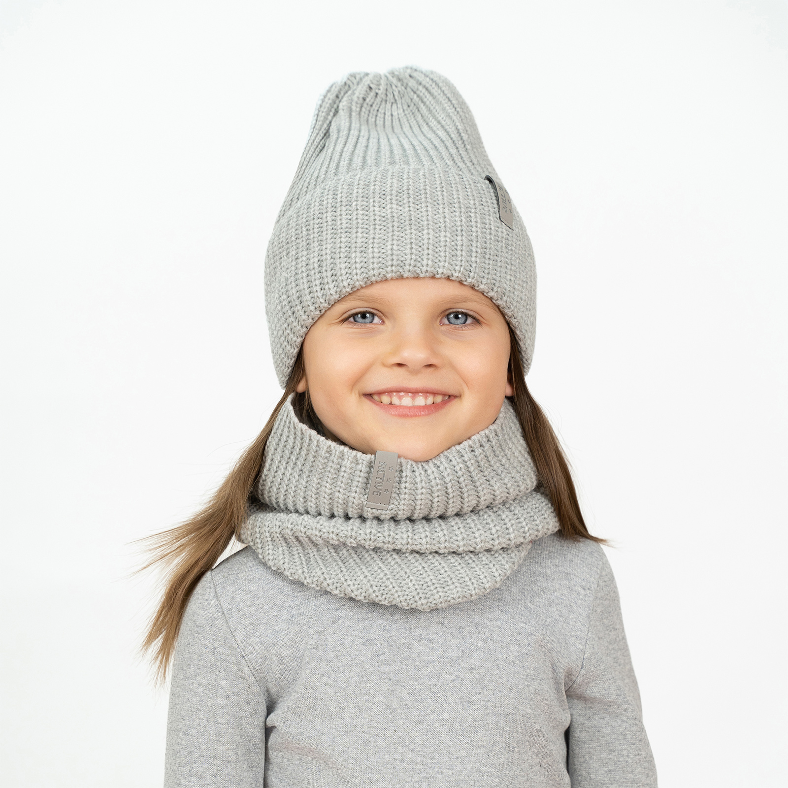 Шапка и снуд Arctic kids Ш-118 светло-серый меланж - фото 1