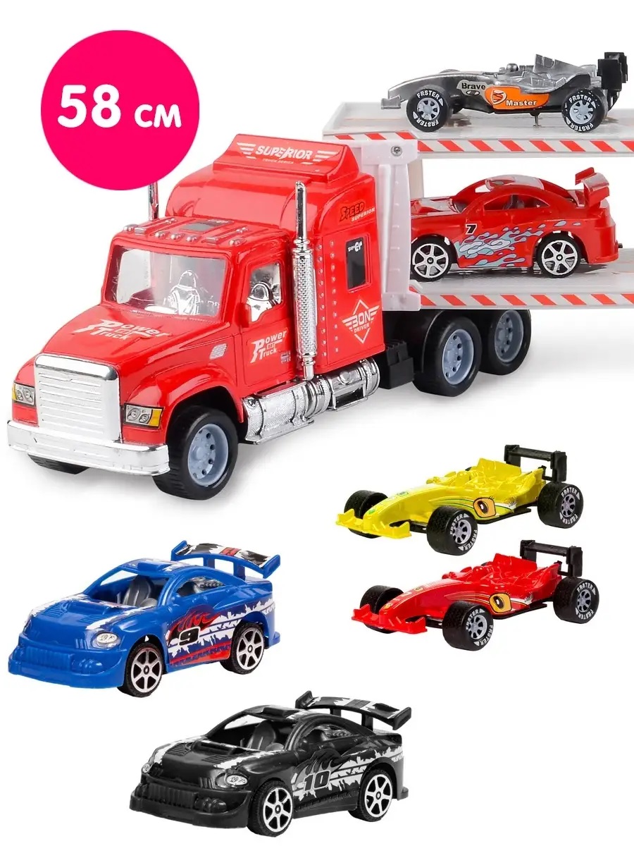 Игровой набор Handers Трейлер 58 см с машинками 1:32 HAC1613-129-1//красный - фото 1