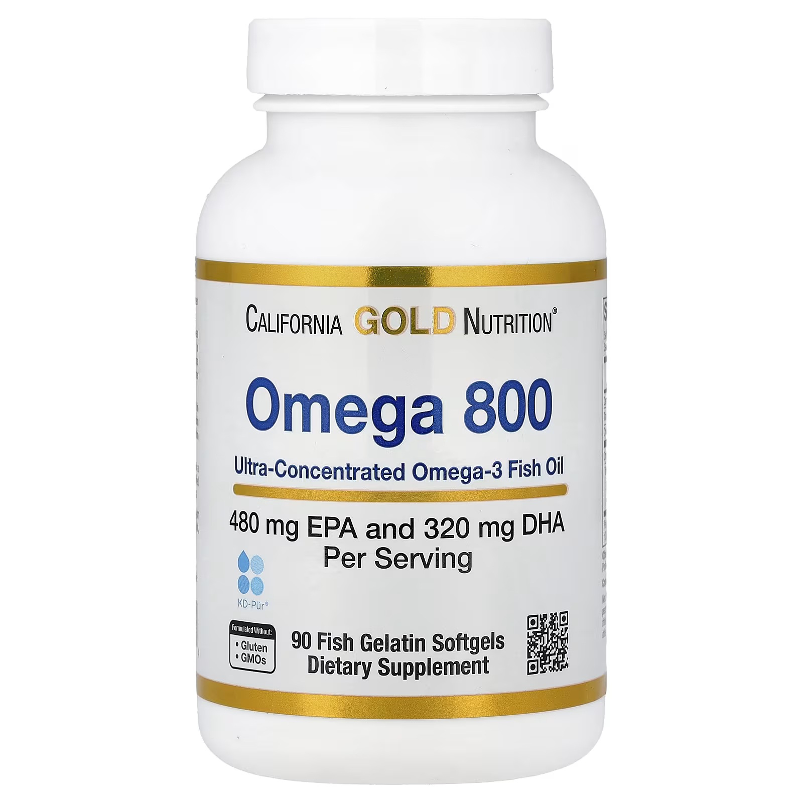 Омега 800, California Gold Nutrition, 480 mg EPA | 320 mg DHA, 90 капсул - фото 1