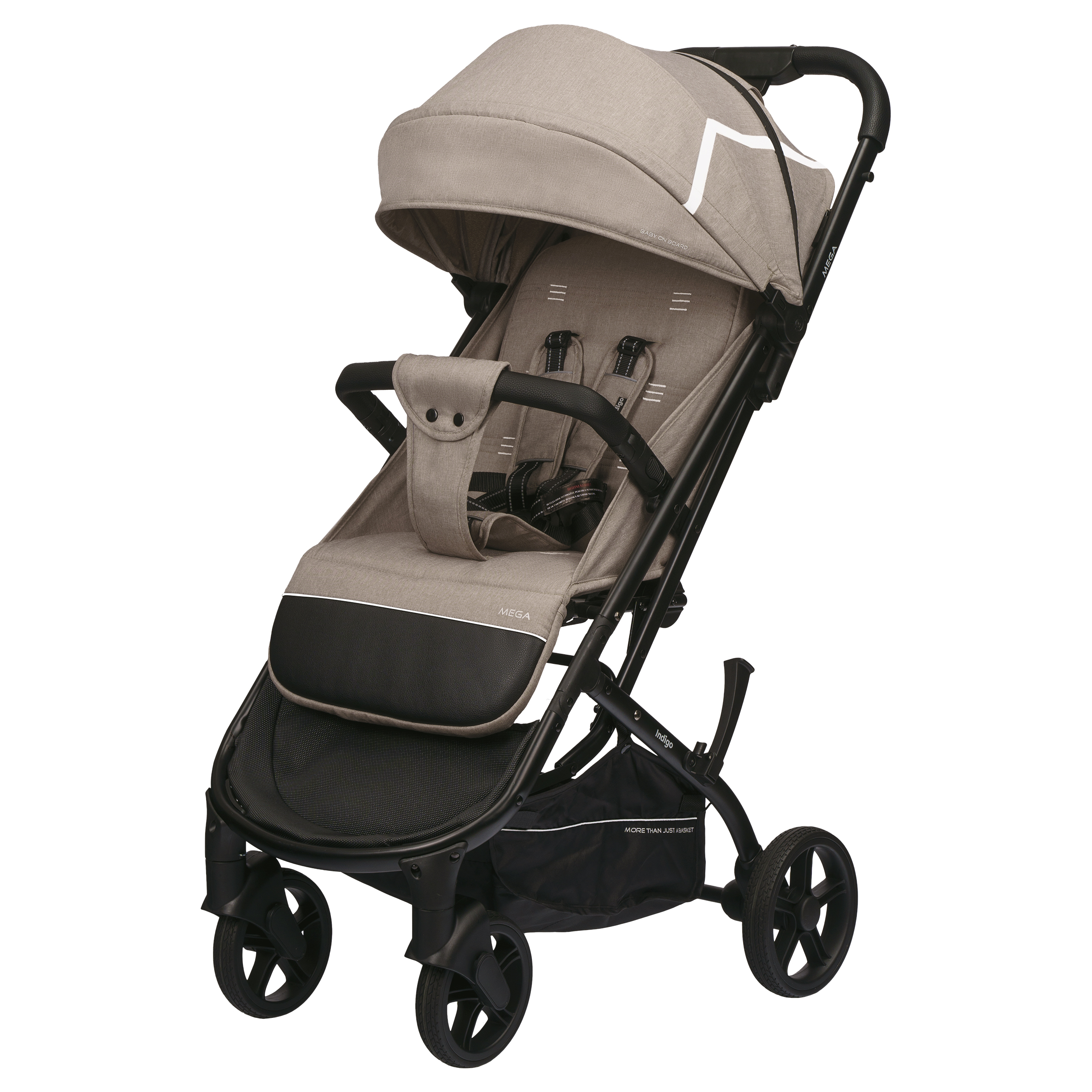 Коляска прогулочная Indigo Mega бежевый - фото 10