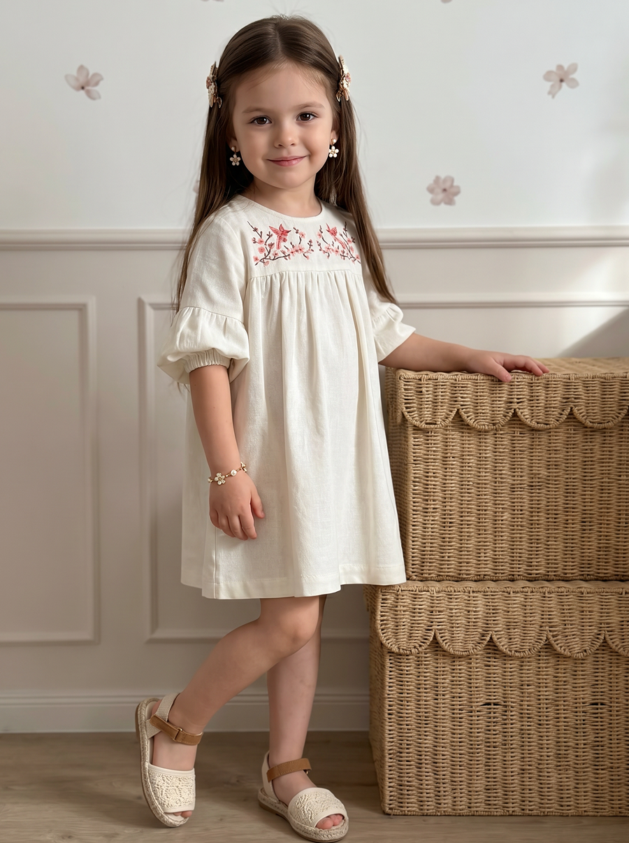 Платье Artcher kids Платье012Молочное_с_вышивкой - фото 1