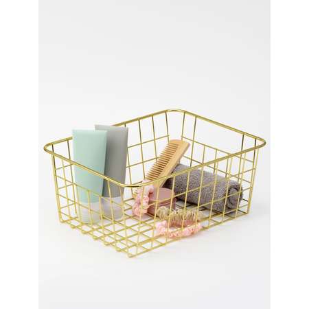 Металлическая корзина Bird house для хранения вещей 28х22х11 золотистый