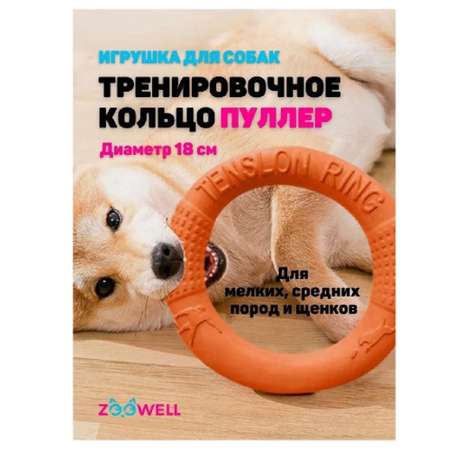 Игрушка для собак ZDK Кольцо Апорт 18см оранжевый