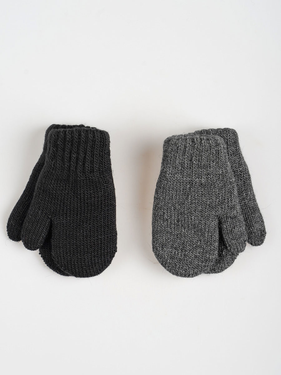 Варежки 2 пары ПриКиндер U-W_232826 Цвет: Черный/графит - фото 1