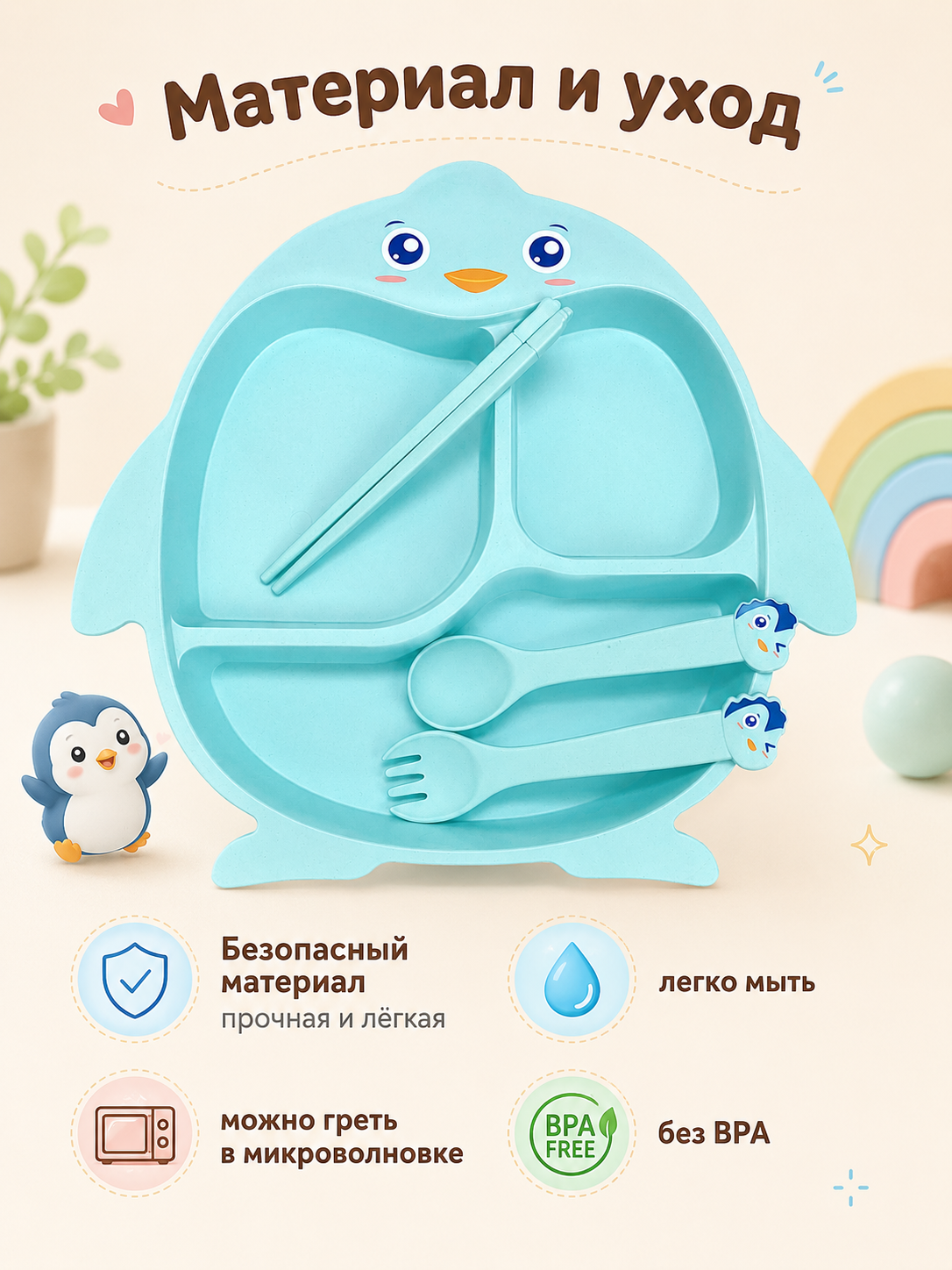 Набор посуды Добрый Филин Пингвин 4 предм. - фото 4
