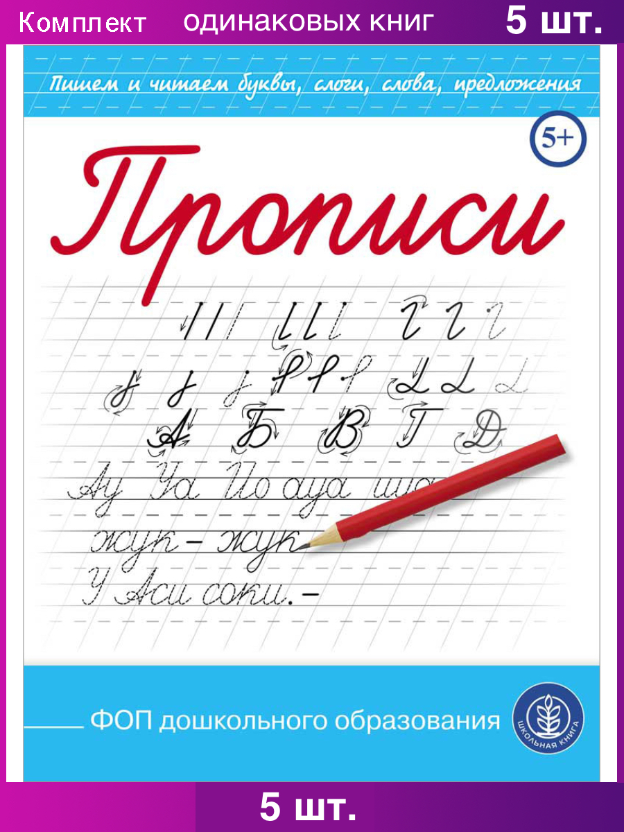 Комплект книг Школьная Книга Прописи Пишем буквы слоги слова предложения 5 шт - фото 1