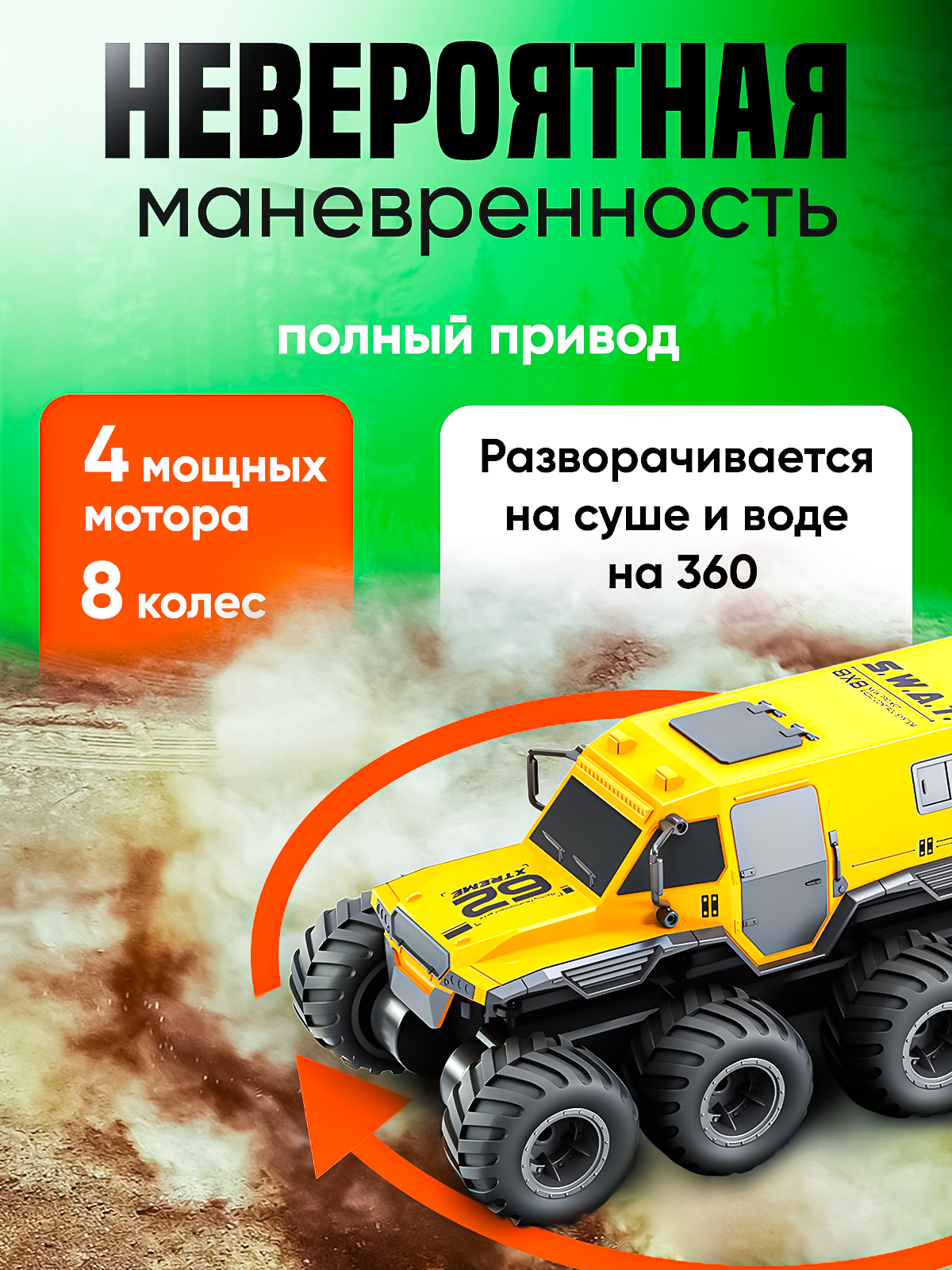 Внедорожник РУ ToviWish Шаман 8*8 1:16 - фото 5