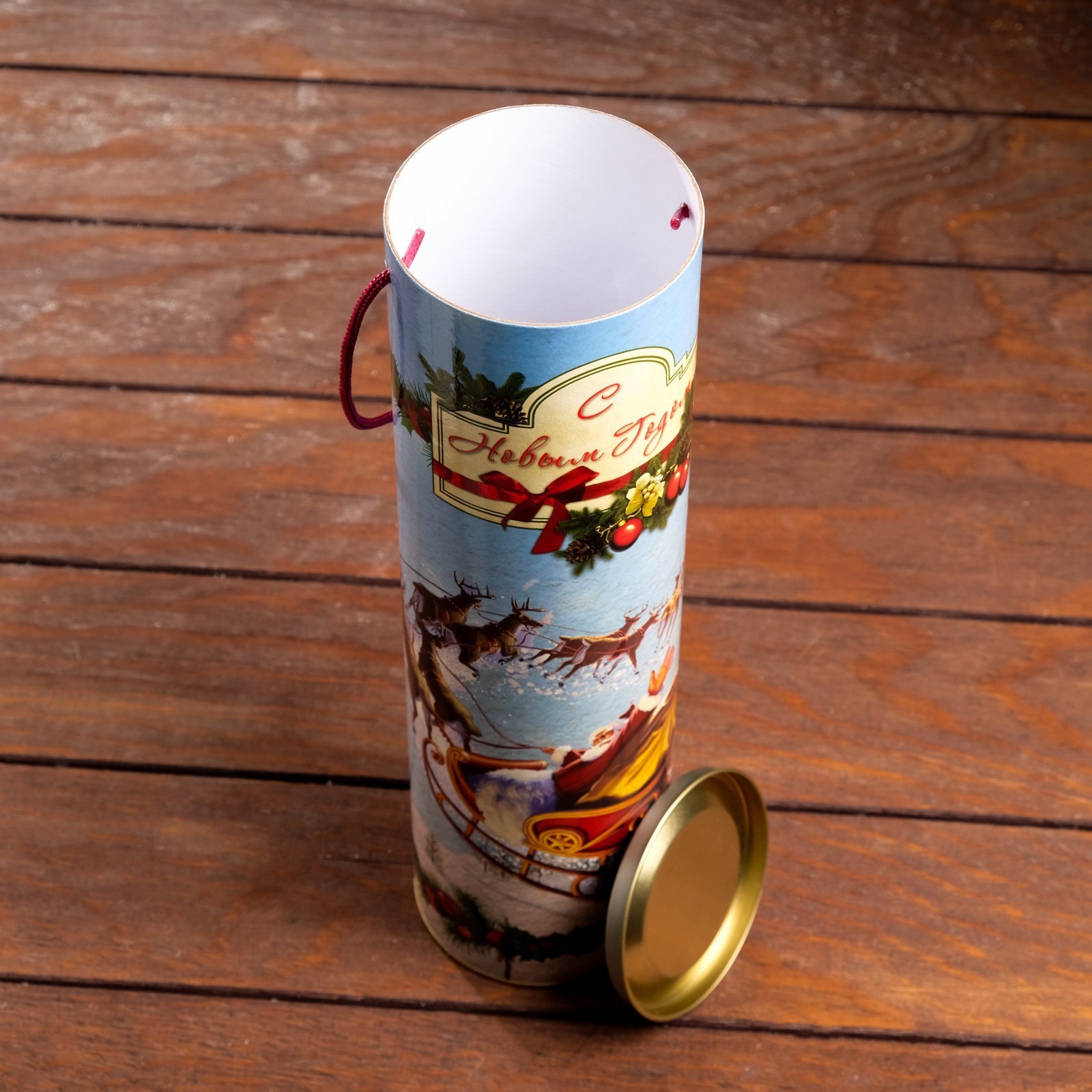 Подарочная коробка, тубус Sima-Land тубус под бутылку «Санта», 92 х 350 мм - фото 6